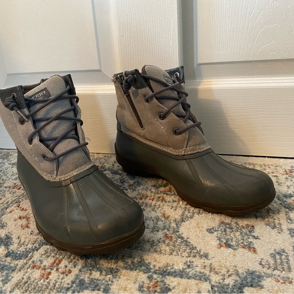 Sperry Duck Boots- Grey Glitter - Picture 1 of 4